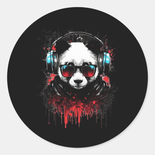 Panda Music Dj Controller Gaming Panda Runder Aufkleber (Vorderseite)