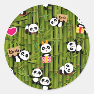 Panda-Muster 2 Runder Aufkleber