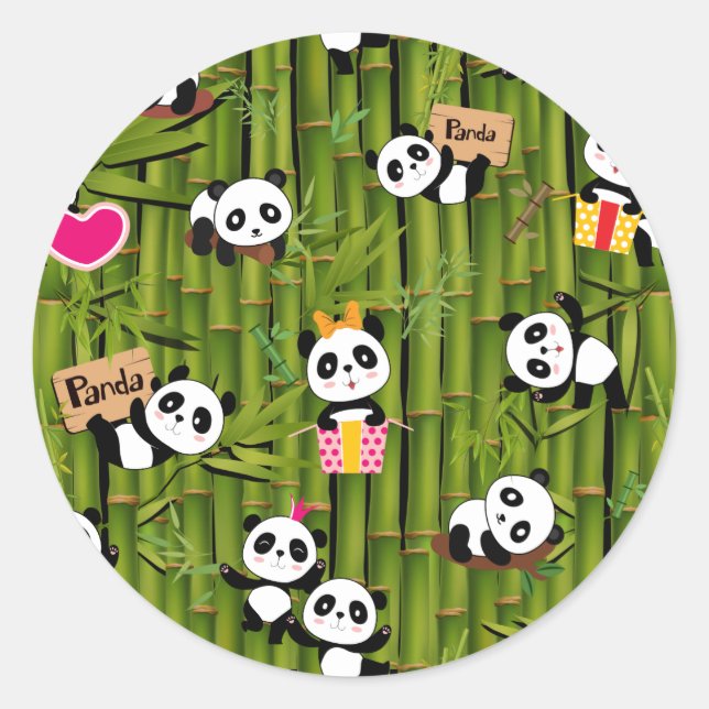 Panda-Muster 2 Runder Aufkleber (Vorderseite)