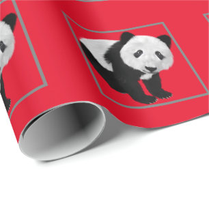 Panda-Muster - Hintergrundfarbe änderbar Geschenkpapier