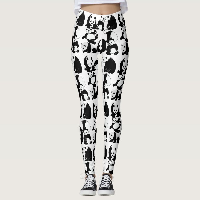 Panda Muster White BG Leggings (Vorderseite)