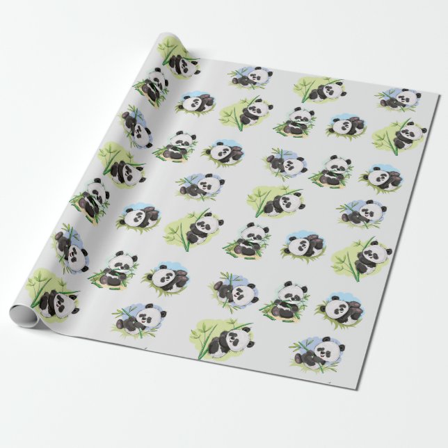 Panda Muster Wrapping Paper Geschenkpapier (Ungerollt)