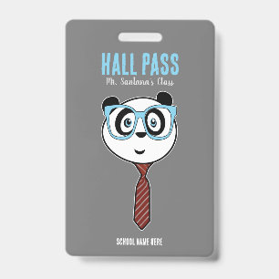 Panda Nerd Hall Pass Abzeichen Ausweis