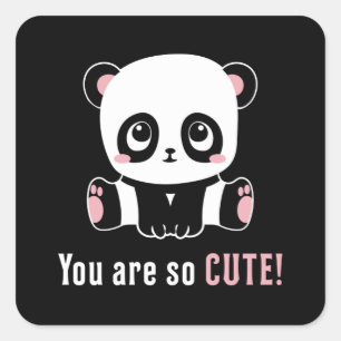 Panda Niedlich Bear Animal Pandas Paw Funny Gesche Quadratischer Aufkleber