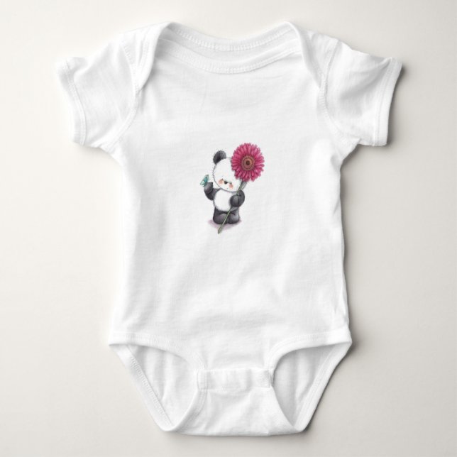Panda Niedlich Design Baby Jersey Bodysuit Strampler (Vorderseite)
