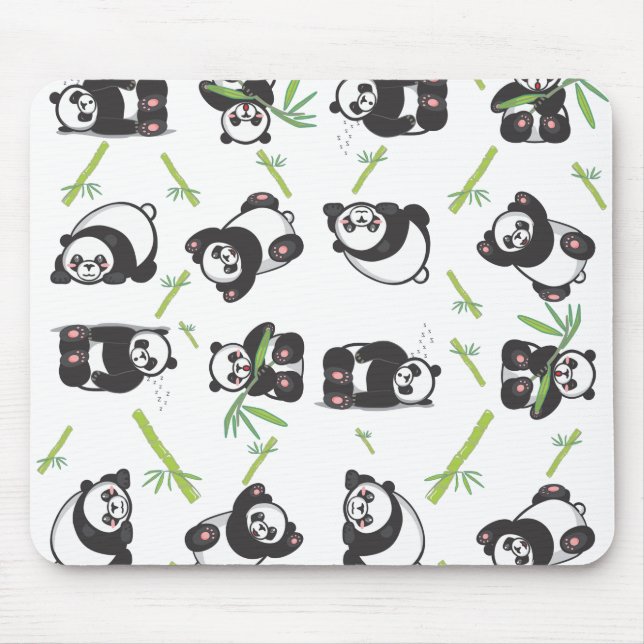 Panda niedliches blaues Muster Mousepad (Vorne)