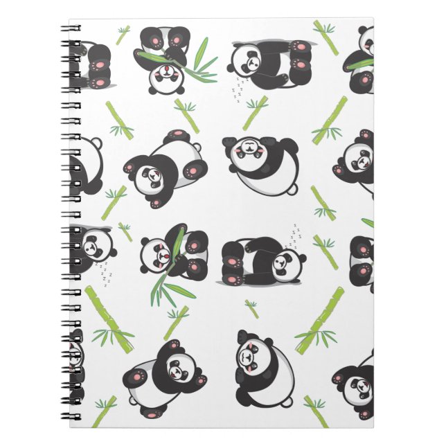 Panda niedliches blaues Muster Notizblock (Vorderseite)