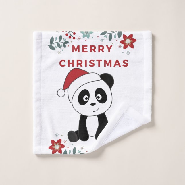 Panda Noël Neige Animaux d'hiver Pandas (Gant de toilette)