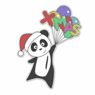 Panda Noël Neige Animaux d'hiver Pandas Sticker