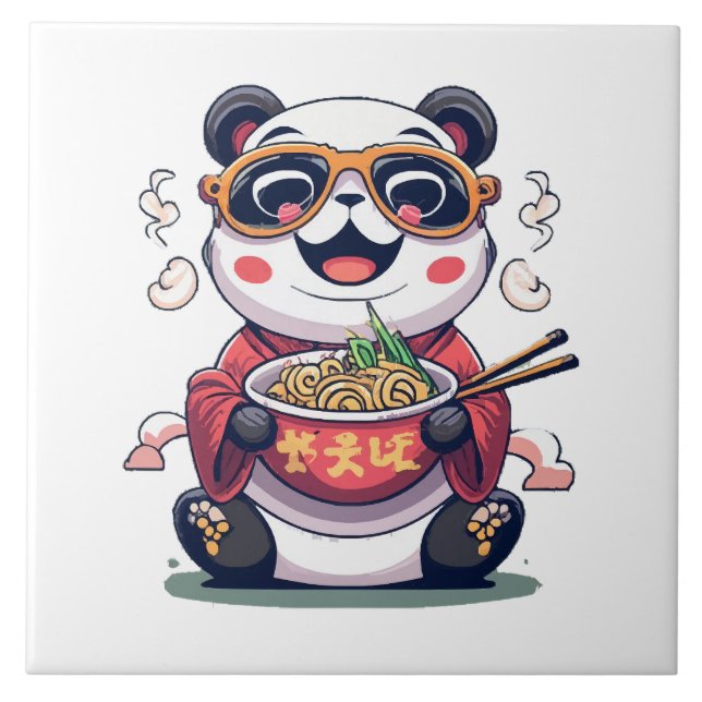 Panda-Nudeln Fliese (Vorderseite)