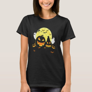 Panda On Scary Pumpkin Halloween Full Moon Witch B T-Shirt