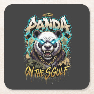 Panda on the Gulf - Edgy Urban Streetwear Graphic Rechteckiger Pappuntersetzer