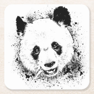 Panda Ours Animal Vie Sauvage BambouNature Forêt Rechteckiger Pappuntersetzer