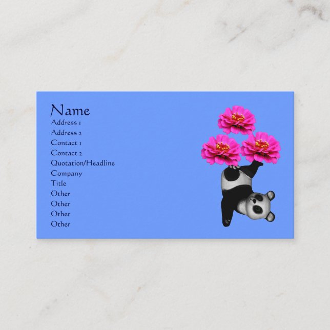 Panda Ours Et Fleurs Carte de visite Animal (Devant)
