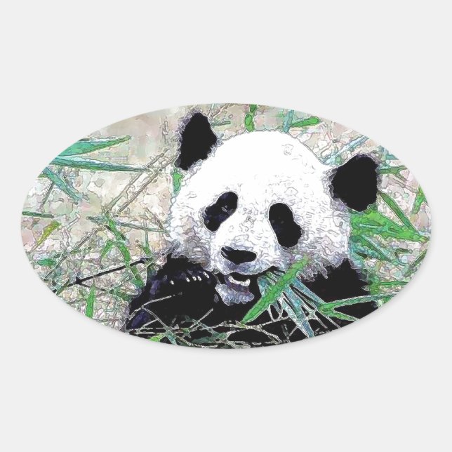 Panda Ovaler Aufkleber (Vorderseite)