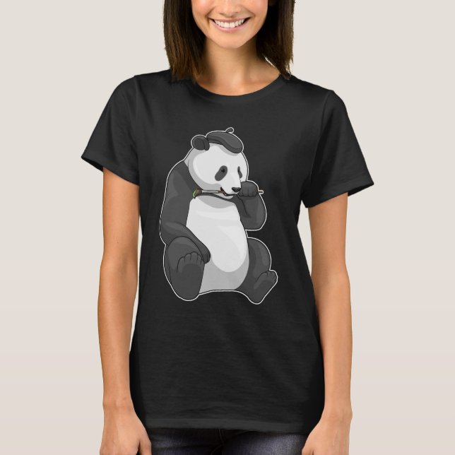 Panda Painter Paint-Pinsel T-Shirt (Vorderseite)