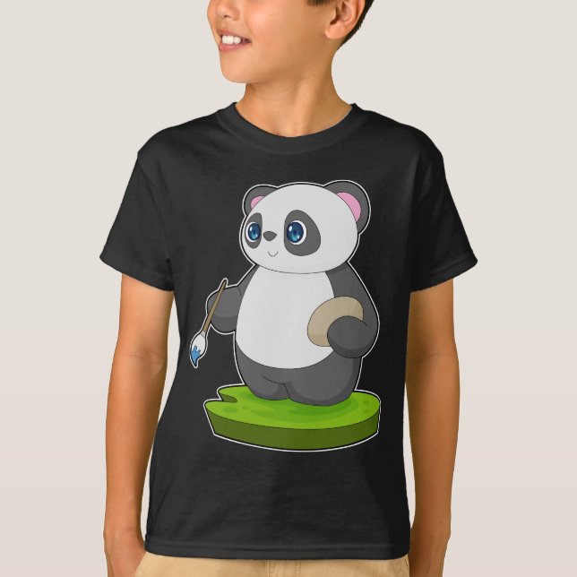 Panda Painting Pinsel T-Shirt (Vorderseite)