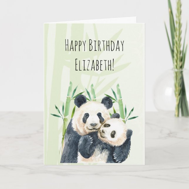 Panda Pair cute en ambou Carte d'anniversaire (Devant)