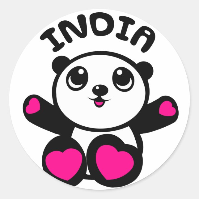 Panda Panda Indien Runder Aufkleber (Vorderseite)