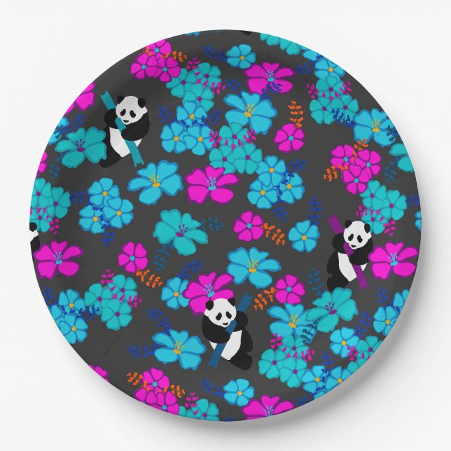 Panda Paradise Bloom Pappteller (Vorderseite)
