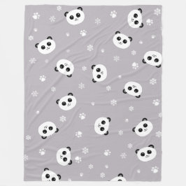 Panda-Party Blanekt | graue niedliche Fleecedecke