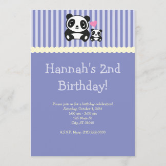 Panda-Party Einladung - lila