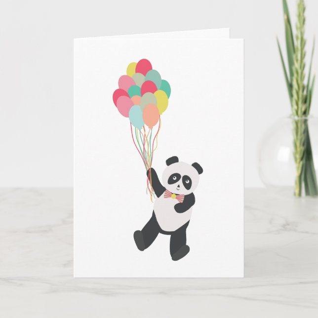 Panda Party - Geburtstag Panda mit Balloons Karte (Vorderseite)