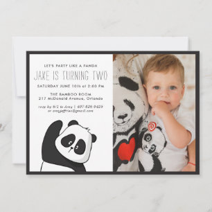 Panda-Party Monochrome & Foto-Einladung