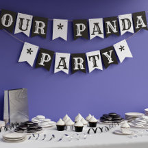 Panda Party Schwarz-Weiß-Jagdfahnen