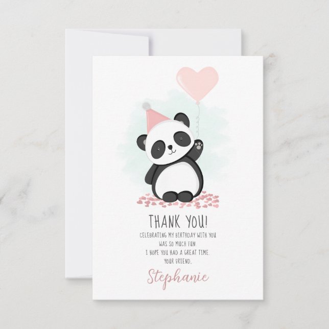 Panda Party Thank You Einladung (Vorderseite)