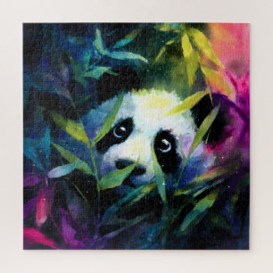 Panda Peeking Bamboo Watercolor