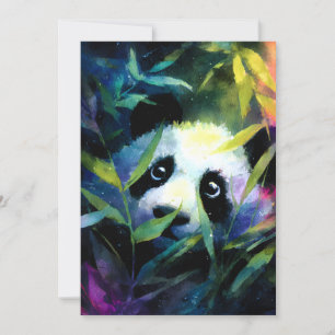 Panda Peeking Bamboo Watercolor Feiertagskarte