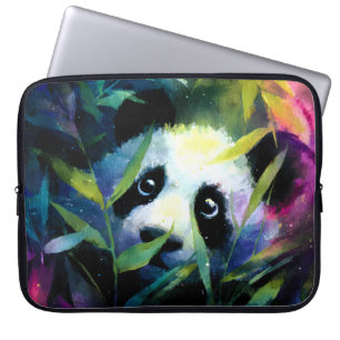Panda Peeking Bamboo Watercolor Laptopschutzhülle