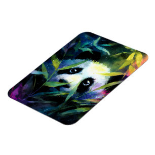 Panda Peeking Bamboo Watercolor Magnet