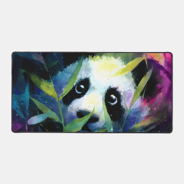 Panda Peeking Bamboo Watercolor Schreibtischunterlage (Vorderseite)