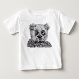 Panda Pencil Zeichnend Kleinkind Ruffle Kleid, wei Baby T-shirt
