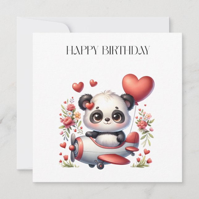 Panda-Pilot-Geburtstag Einladung (Vorderseite)