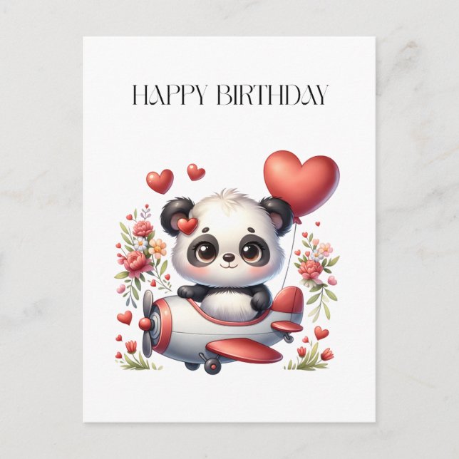 Panda-Pilot-Geburtstag Feiertagspostkarte (Vorderseite)