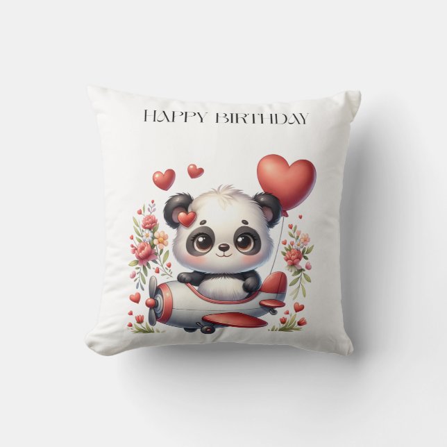 Panda-Pilot-Geburtstag Kissen (Vorderseite)