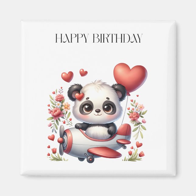 Panda-Pilot-Geburtstag Magnet (Vorne)