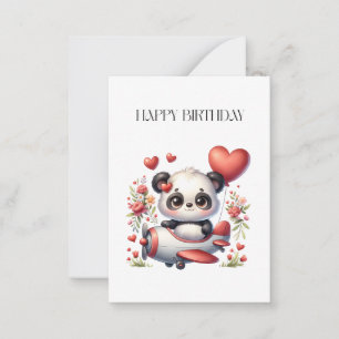 Panda-Pilot-Geburtstag Mitteilungskarte