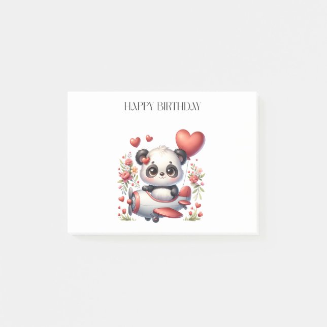 Panda-Pilot-Geburtstag Post-it Klebezettel (Vorderseite)