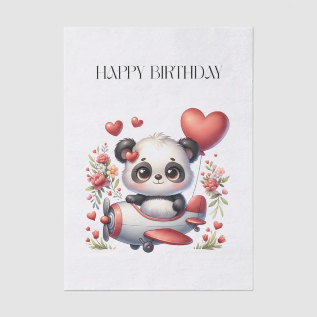 Panda-Pilot-Geburtstag Seidenpapier (Vorderseite)