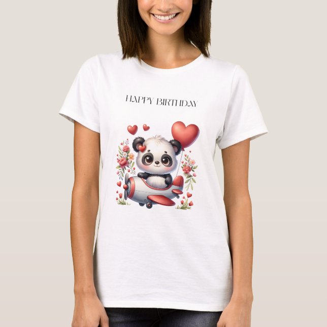 Panda-Pilot-Geburtstag T-Shirt (Vorderseite)