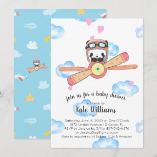 Panda Pilot Kinderdusche Einladung