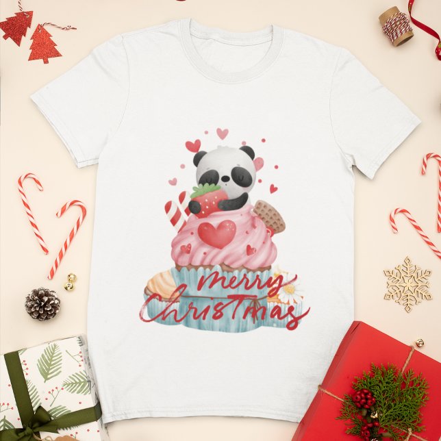 Panda & Pink Cupcake | Benutzerdefinierte Weihnach T-Shirt (Von Creator hochgeladen)