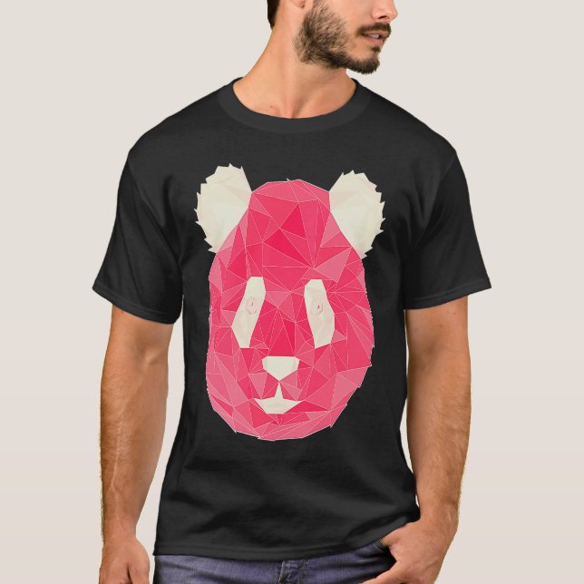 Panda Pink Polygon Style T-Shirt (Vorderseite)