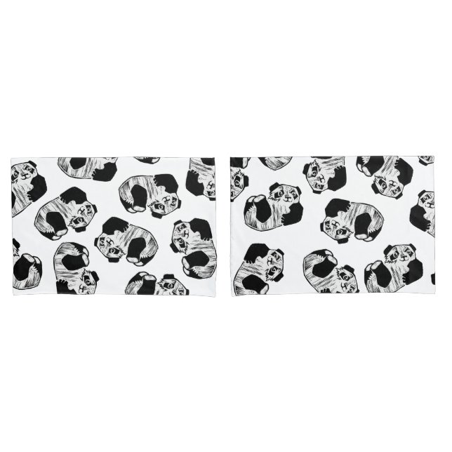 Panda Play Pair Pillowcases, Standardgröße Kissenbezug (Vorderseite-Set)