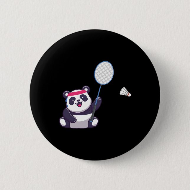 Panda Playing Badminton Funny Sports Player Coach Button (Vorderseite)