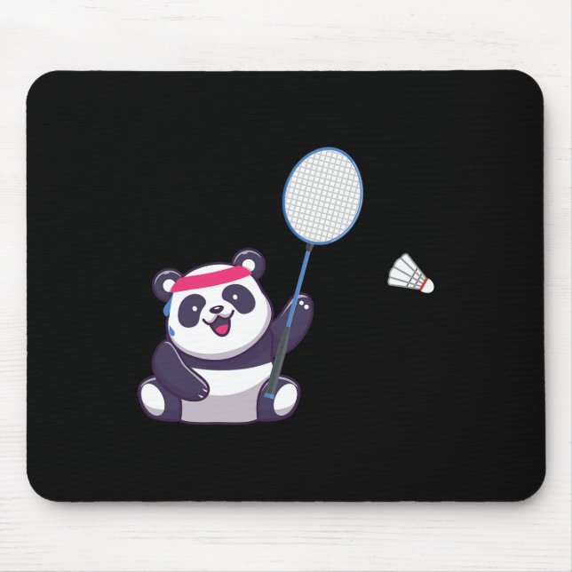 Panda Playing Badminton Funny Sports Player Coach Mousepad (Vorne)
